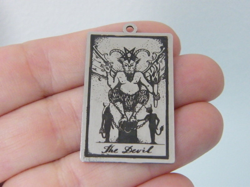1 The devil tarot card pendant stainless steel HC624