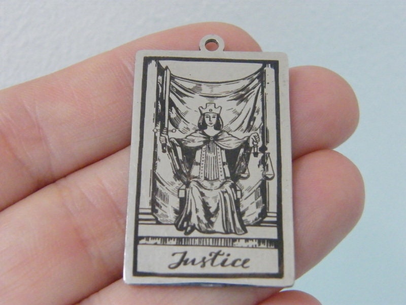 1 Justice tarot card pendant stainless steel HC626