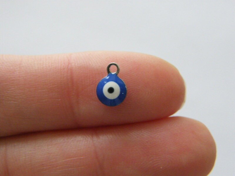 6 Evil eye dark blue charms stainless steel I181