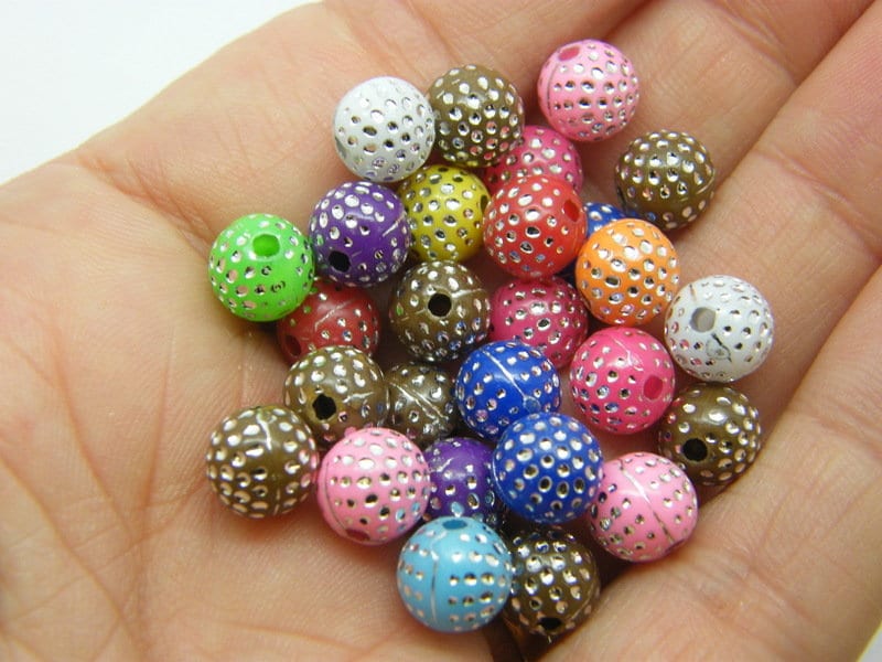 100 Beads random mixed 8mm dot acrylic AB59 - SALE 50% OFF