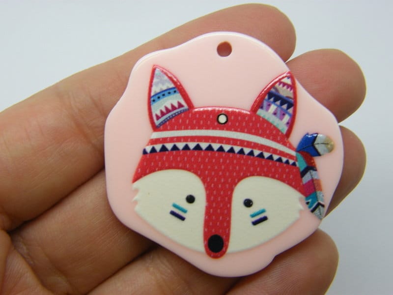 4 Fox pendants pink acrylic A827