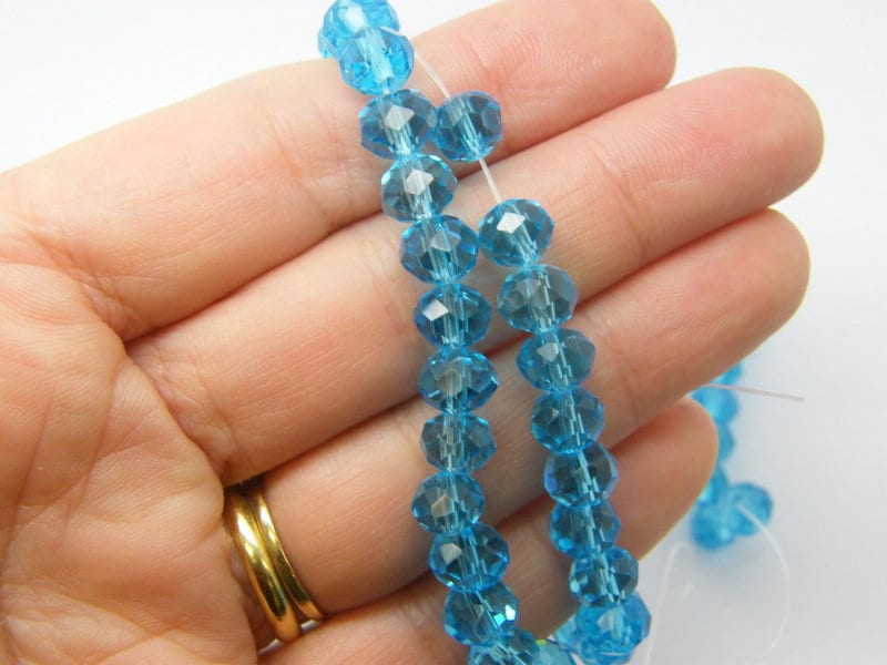 72 Beads - sky blue faceted crystal glass B78 - SALE 50% OFF