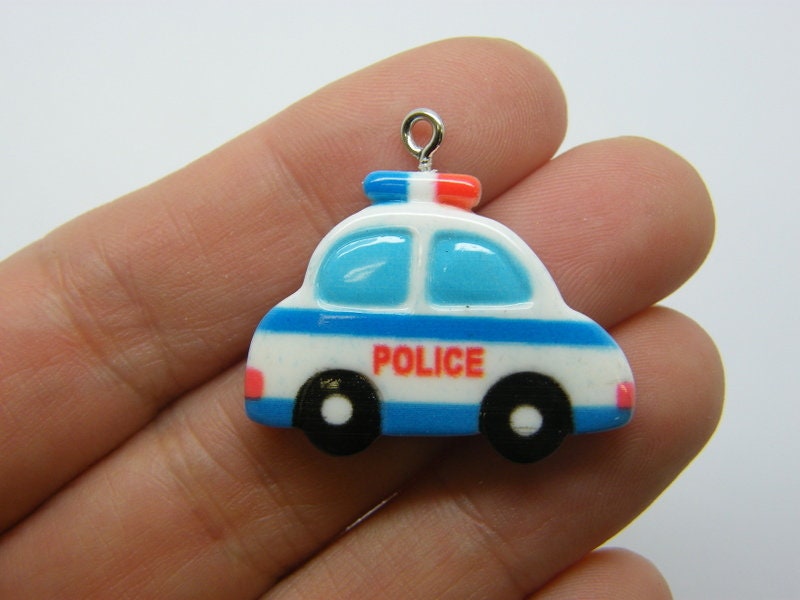 4 Police car vehicle charms resin G58