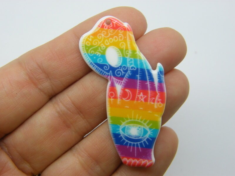 2 Ouija board planchette hand pendant rainbow acrylic HC659