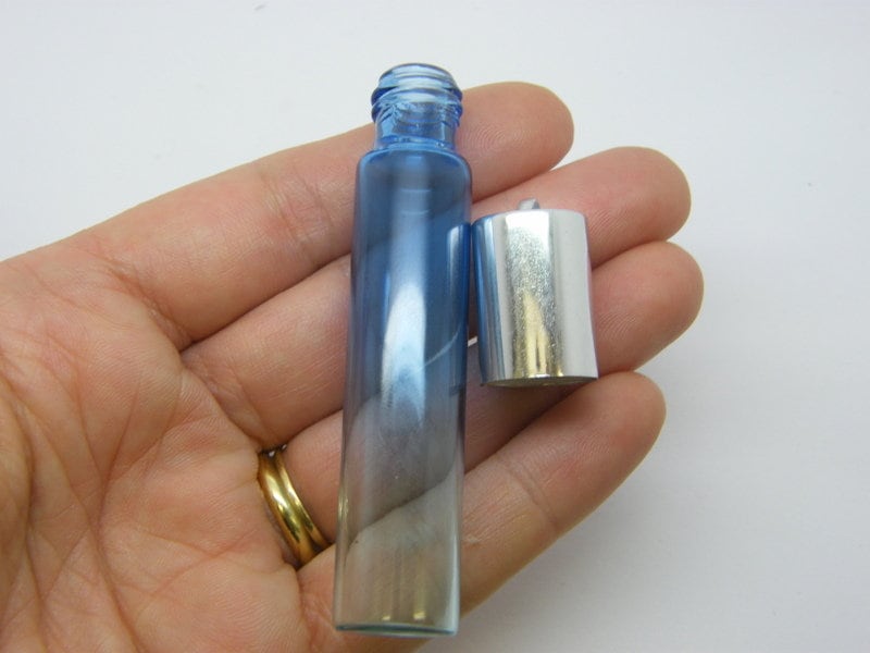 2 Bottle pendants gradient blue glass 01C
