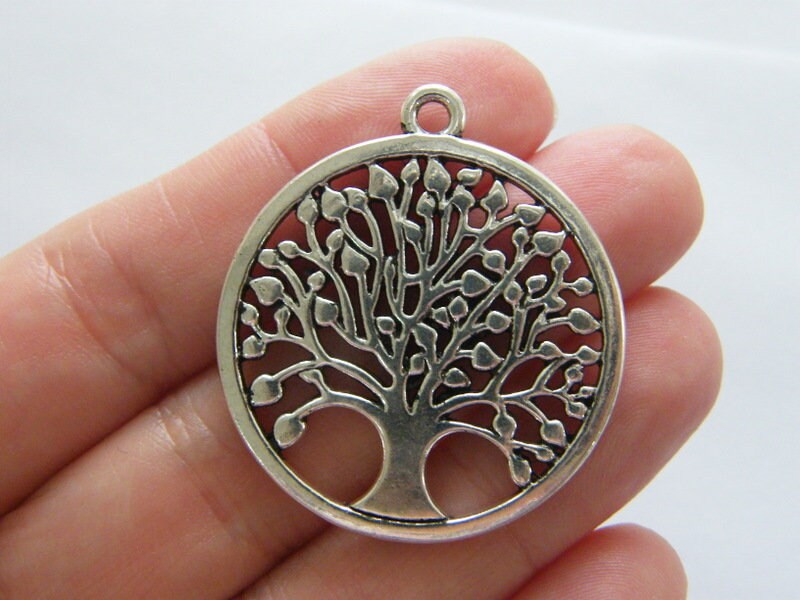 4 Tree pendants antique silver tone T27
