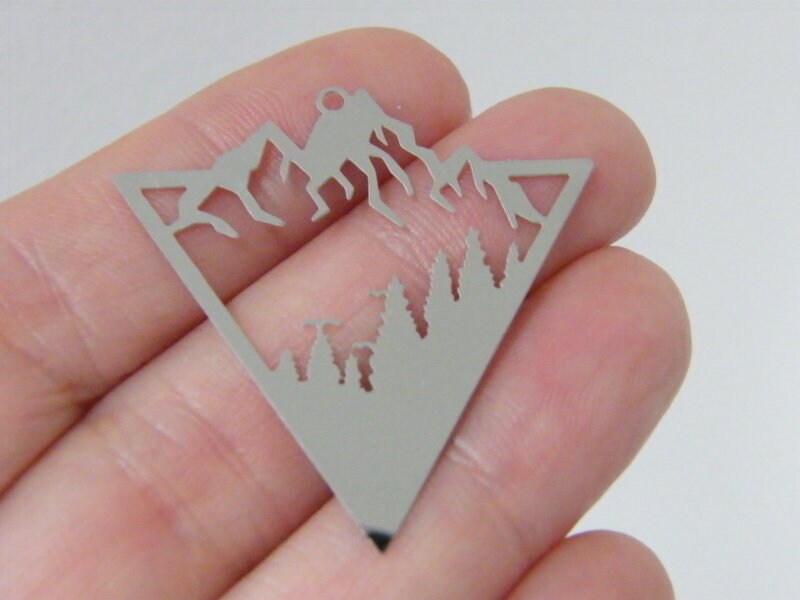 2 Triangle mountain pendants stainless steel WT118