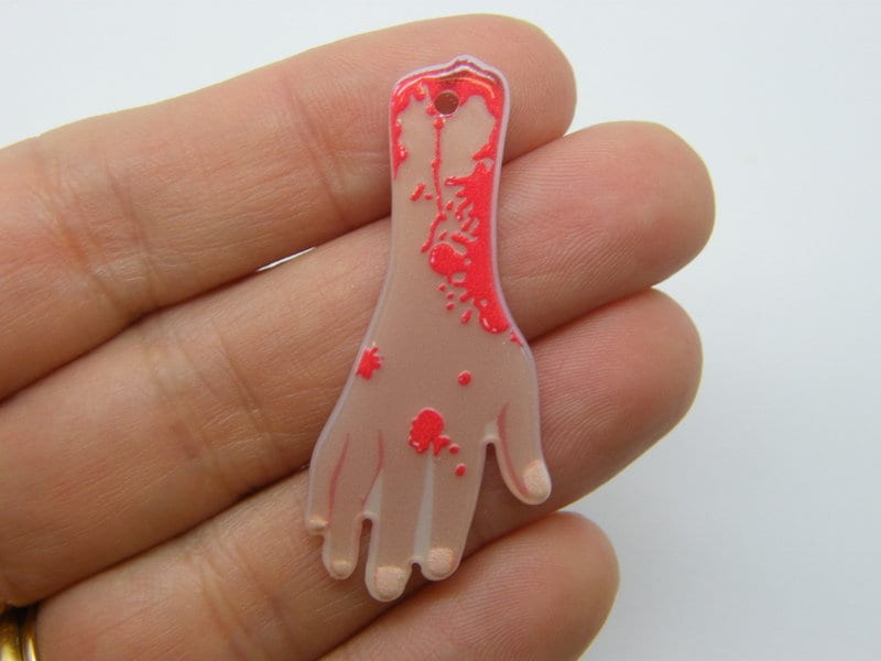 2 Bloody severed arm hand pendants acrylic HC700