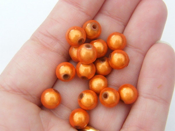 20 Orange 8mm miracle beads AB113