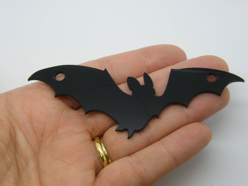 1 Bat connector charm 100mm black acrylic HC706