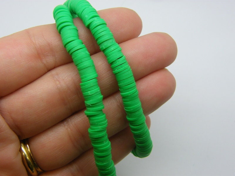 310 Green beads 6mm polymer clay B282  - SALE 50% OFF