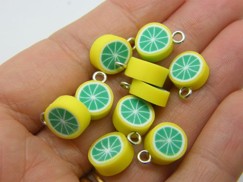 20 Lime but not lime charms yellow green polymer clay FD353