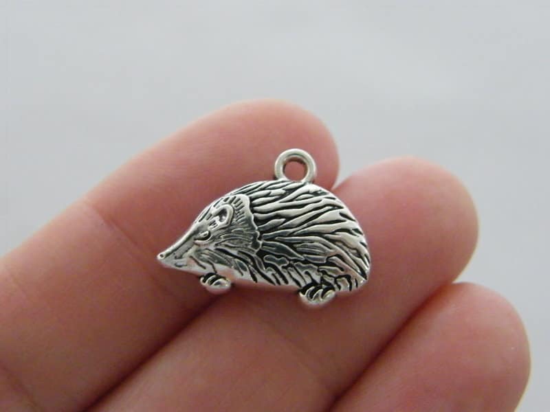 BULK 50 Hedgehog charms antique silver tone A649
