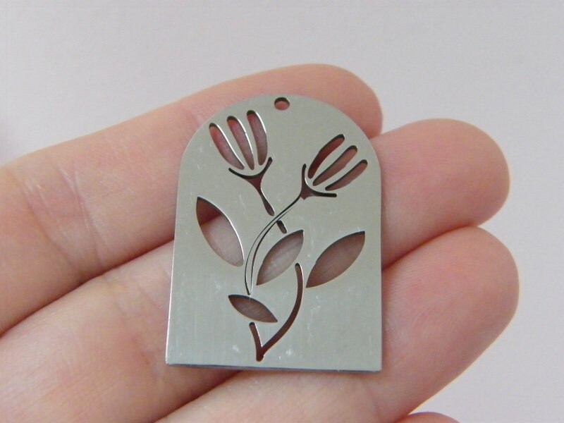 1 Flowers pendant silver stainless steel F636