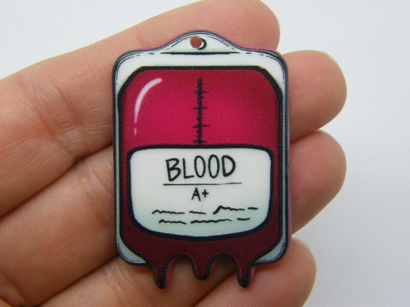 1 Blood bag Halloween pendants red acrylic HC688