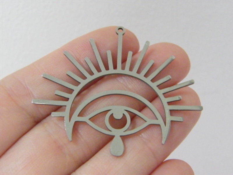 1 Sun eye pendant silver tone stainless steel I186