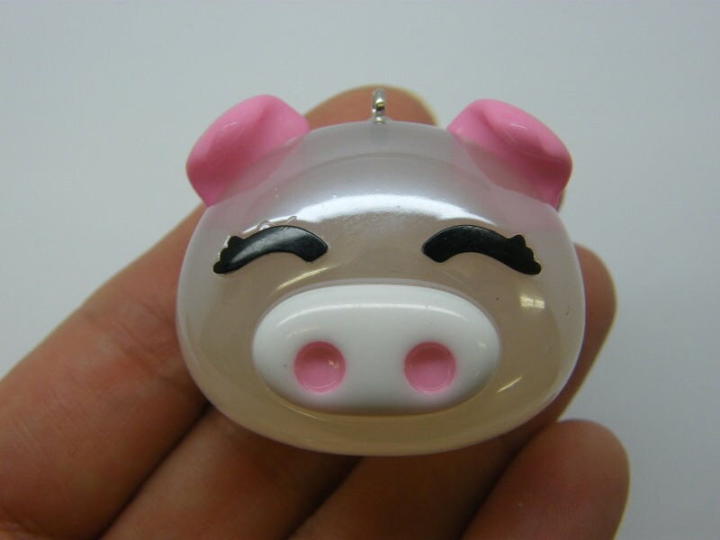 1 Pig pendant imitation jelly pink acrylic A161
