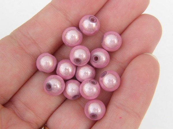 50 Pink 8mm miracle beads AB141