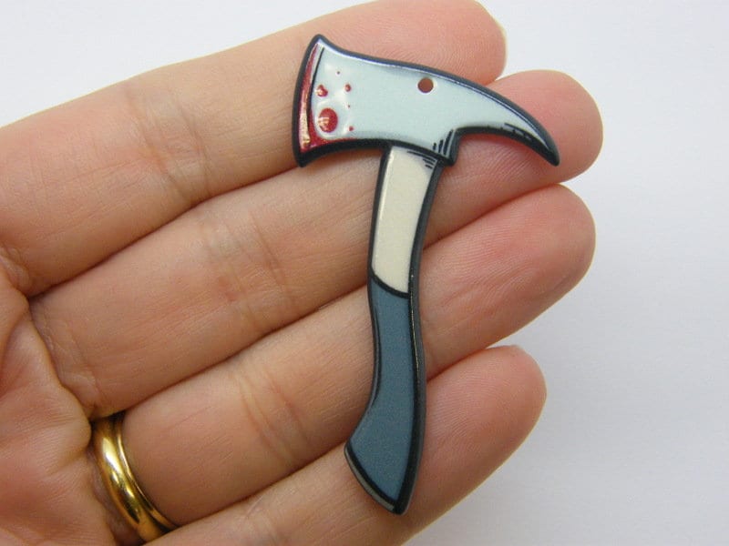 2 Bloody axe hatchet Halloween pendants acrylic HC144