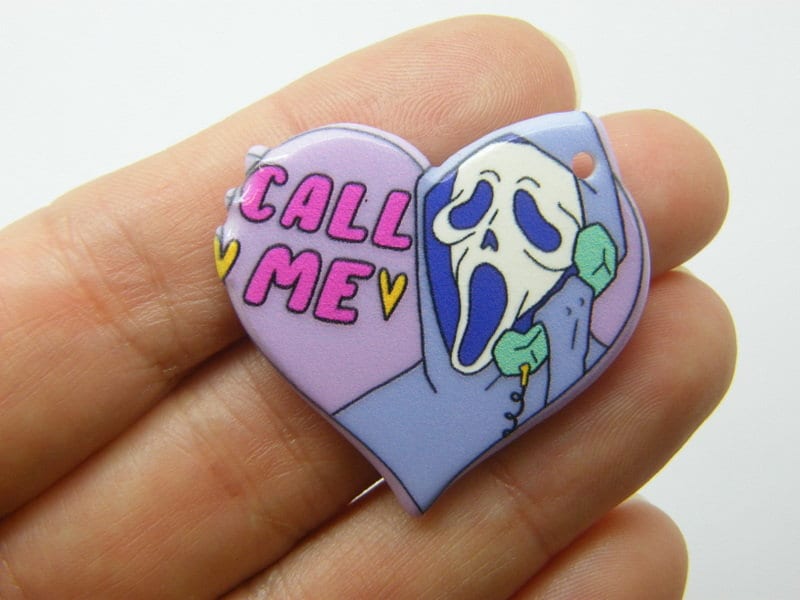 2 Grim reaper call me heart pendants acrylic HC37