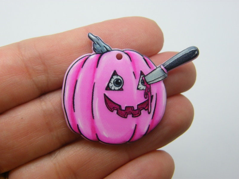 2 Knife pumpkin Halloween pendants acrylic HC720