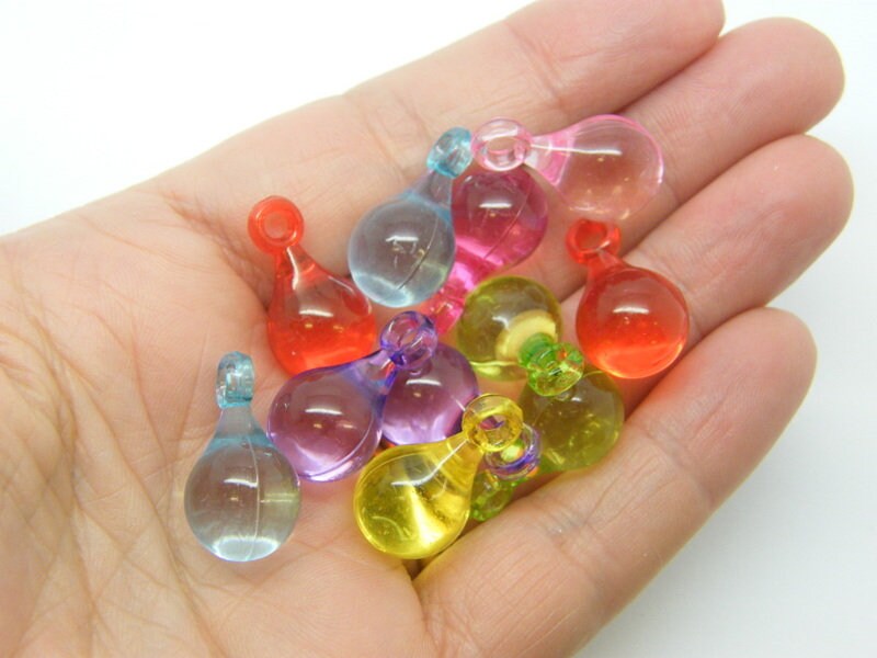 40 Teardrop charms random mixed transparent acrylic M193 - SALE 50% OFF