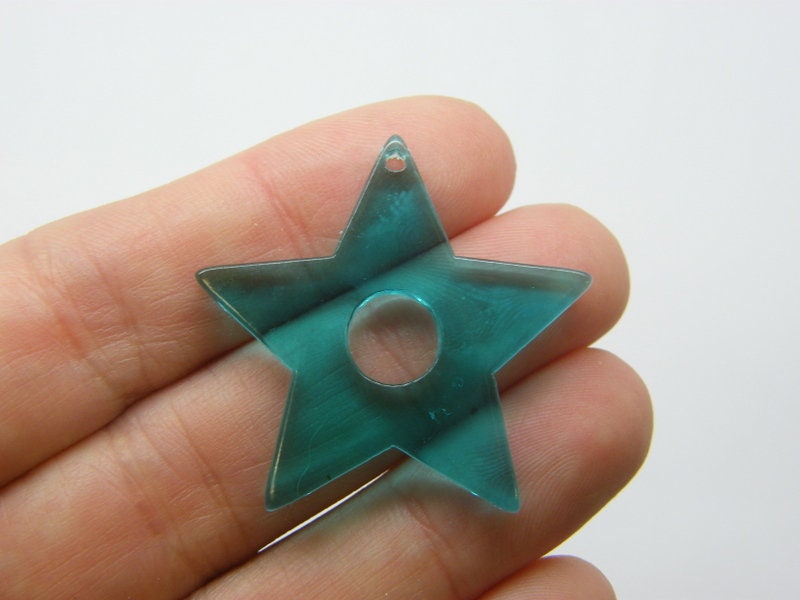 4 Star pendants transparent blue acrylic S350