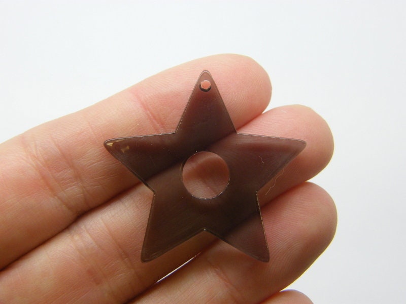 4 Star pendants transparent black acrylic S353