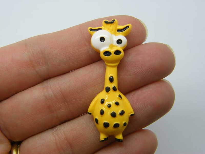6 Giraffe embellishment cabochon yellow resin A729