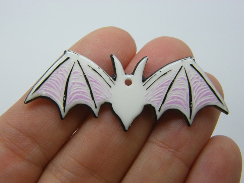 2  Bat pendant white black pink acrylic HC760