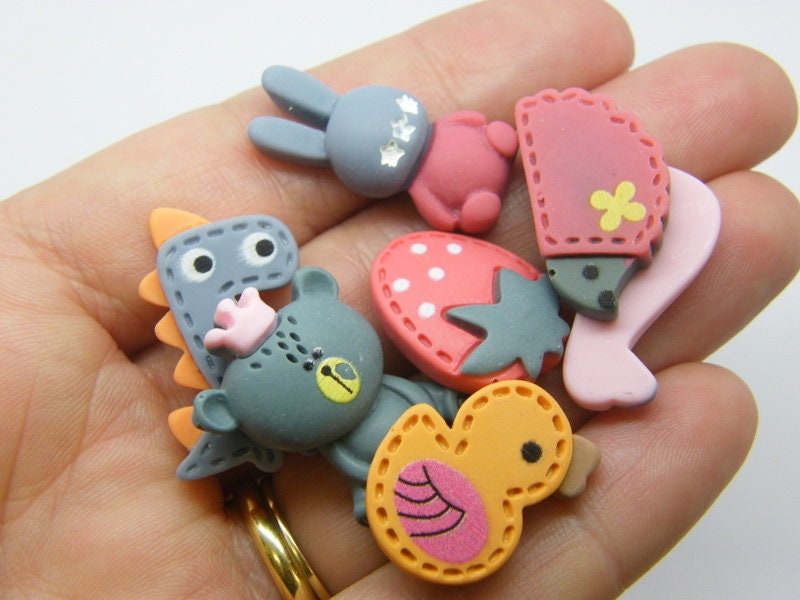 12  Super cute Patch work cabochons random mixed resin P60