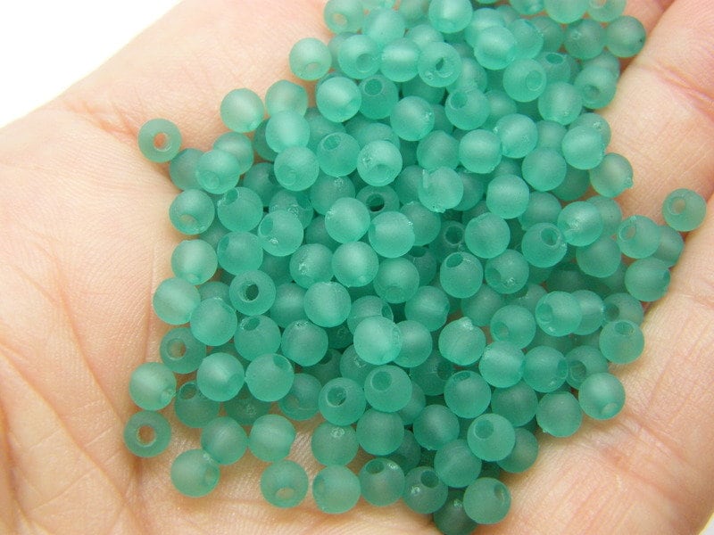 500 Sea green beads 4mm acrylic AB124  - SALE 50% OFF