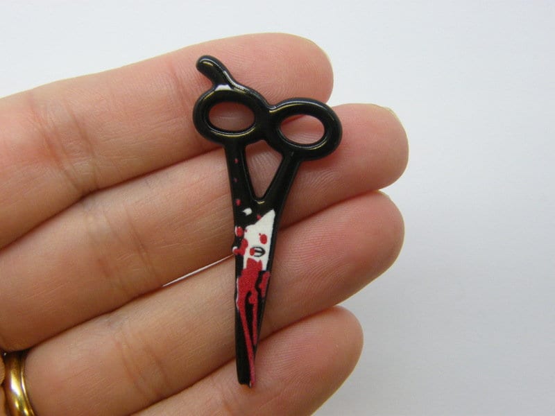 2 Bloody scissors Halloween pendants acrylic HC726