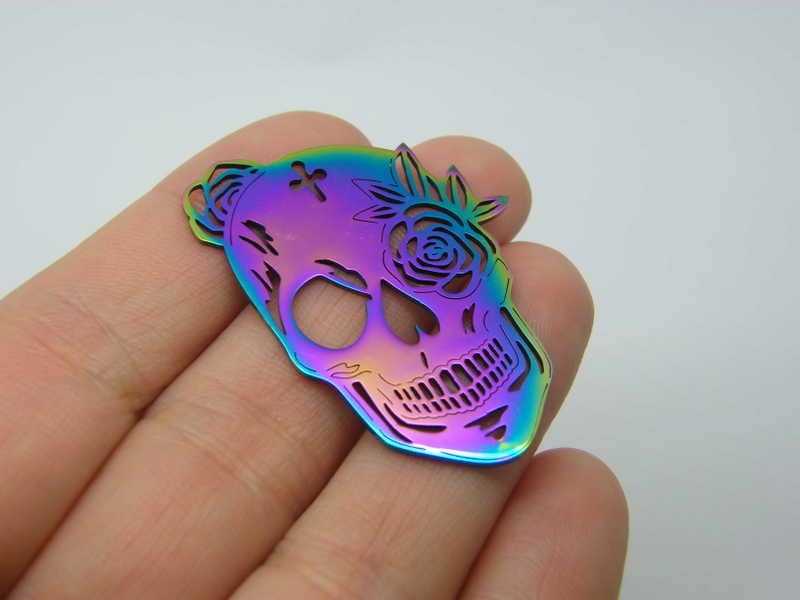 1 Skull pendant multi colour stainless steel HC747