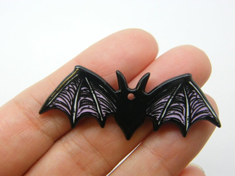 2  Bat pendant black white pink acrylic HC764
