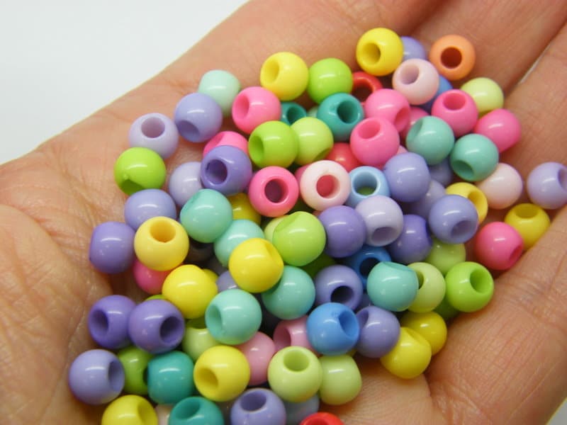 120 Beads 6mm round random mixed acrylic AB630  - SALE 50% OFF