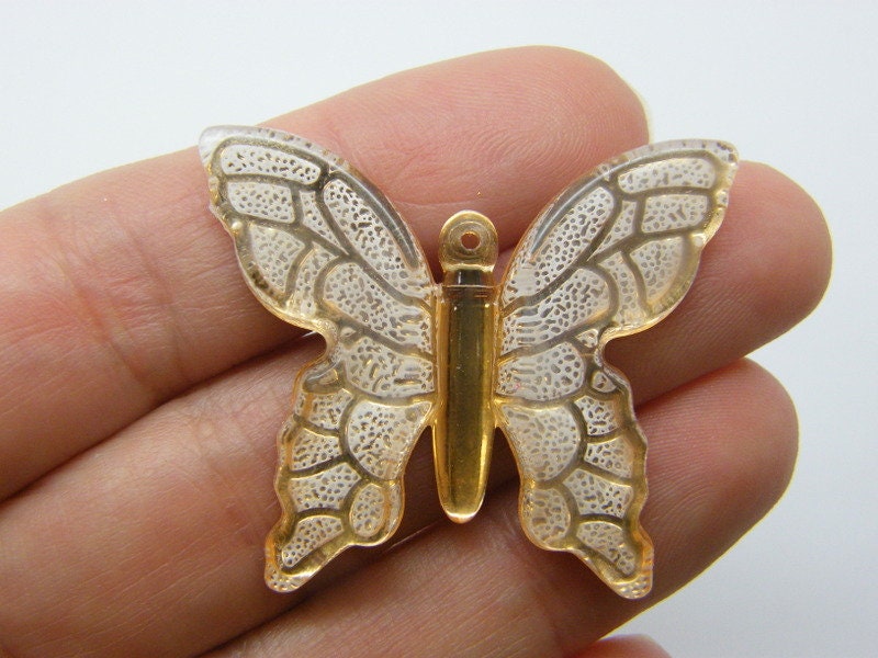 10 Butterfly pendants white acrylic A98