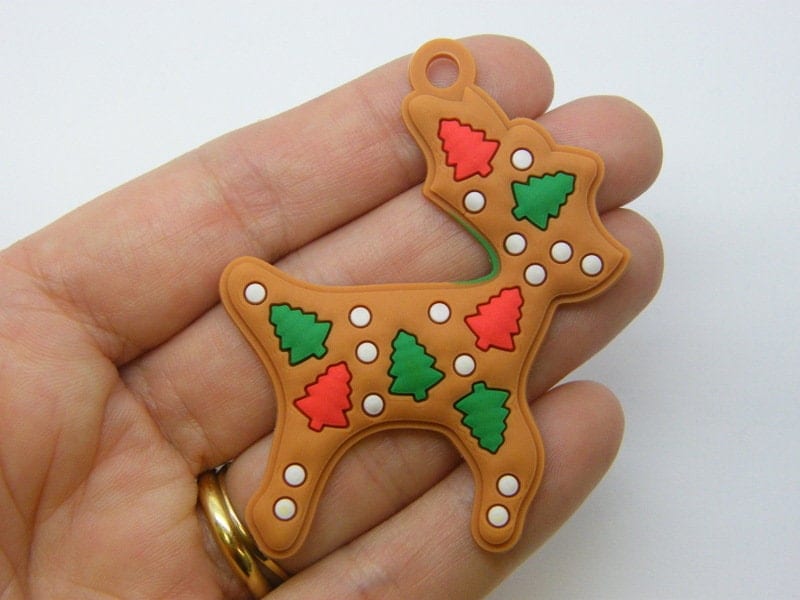 2 Reindeer Christmas tree pendants PVC plastic CT