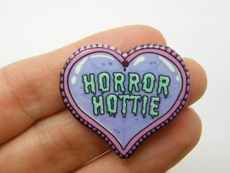 2 Horror hottie heart Halloween pendants acrylic HC795