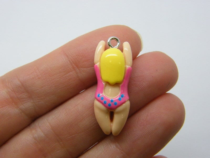 2 Swimming girl charms resin SP76