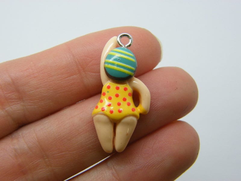 2 Swimming girl charms resin SP6