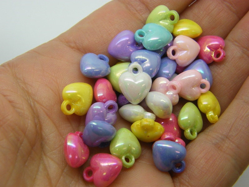 50 Heart charms random mixed AB acrylic H143  - SALE 50% OFF