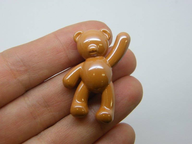 8 Teddy bear pendants brown AB acrylic P226