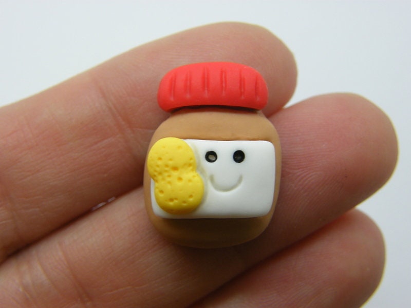 8 Jar of peanut butter embellishment cabochons resin FD834