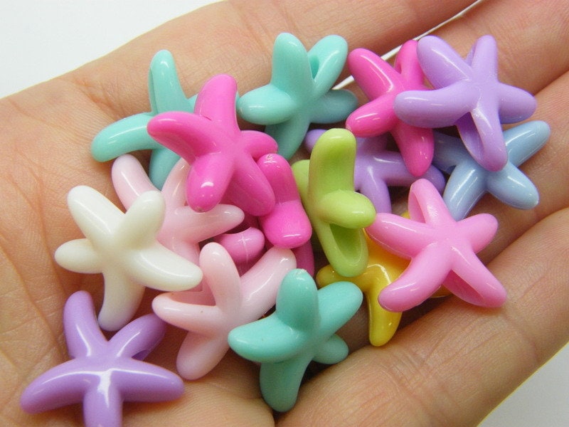 30 Starfish beads random mixed acrylic BB418 - SALE 50% OFF