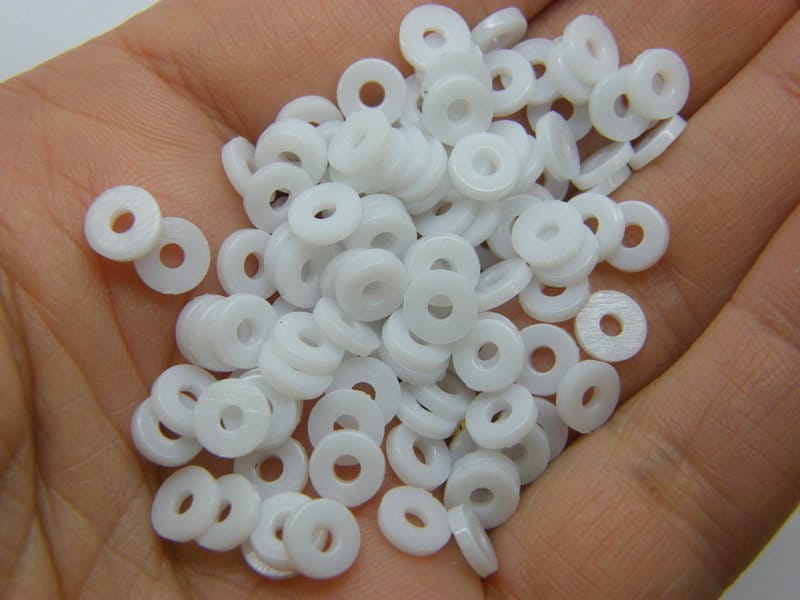500 White beads 6mm plastic AB  - SALE 50% OFF