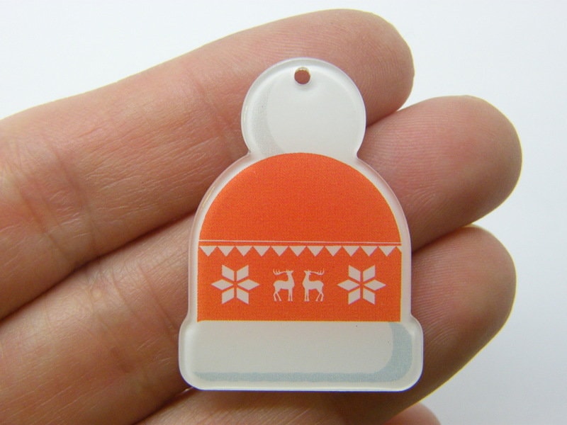 4 Reindeer snowflake hat Christmas pendants acrylic CT207