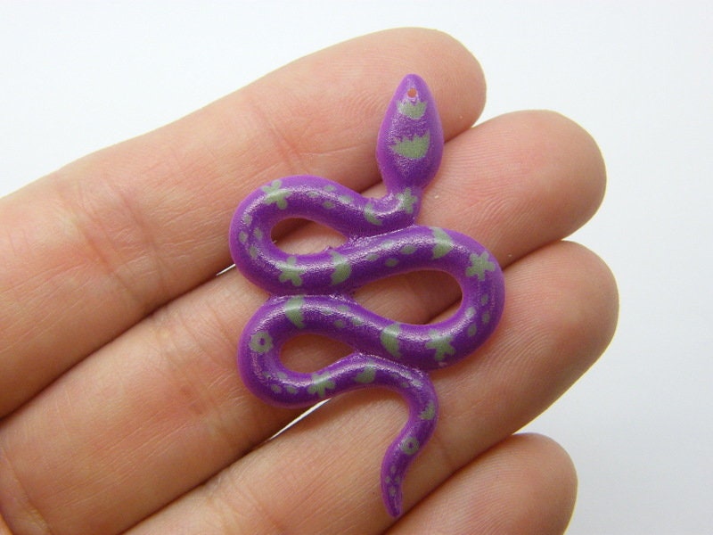 4 Snake pendants moon star pattern purple white acrylic A1311