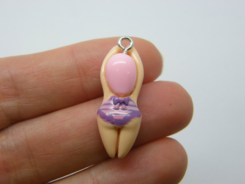 2 Swimming girl charms resin SP97