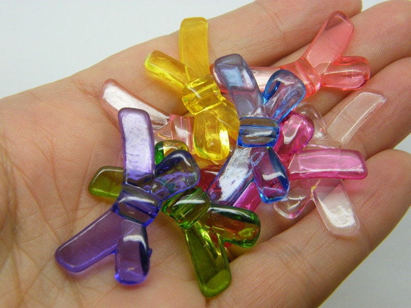 40 Bow beads random mixed transparent acrylic BB595